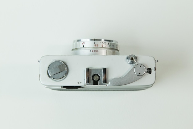 Photo close-up of camera against white background