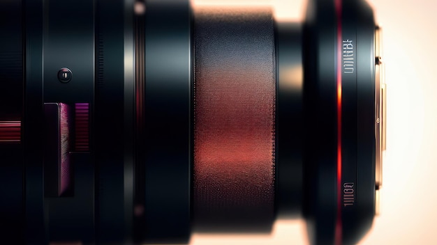 Photo a close up of a camera lens with a red background.