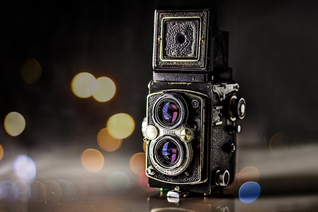 close-up of camera on table
