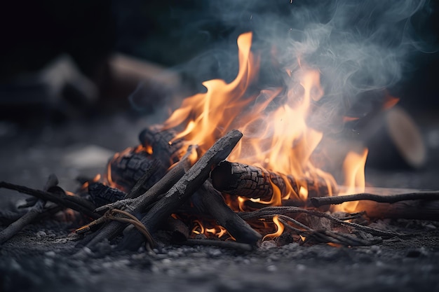 Close up of a campfire