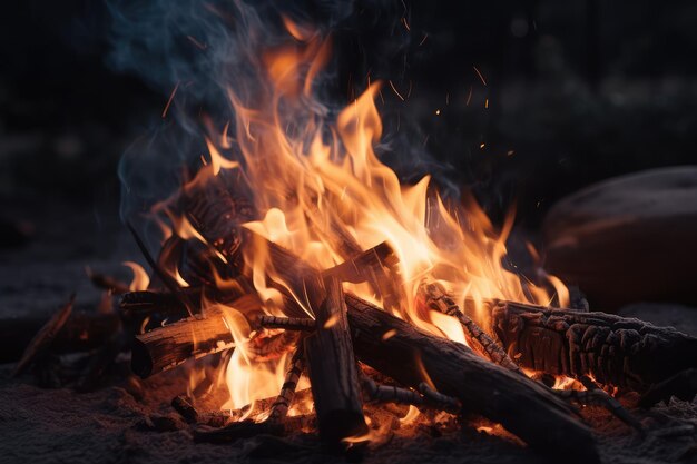 Close up of a campfire