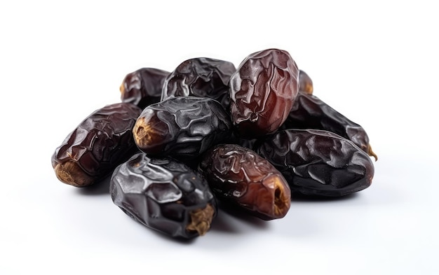 A close up candied dried arabian dates on a white background snack ingredient ai generated