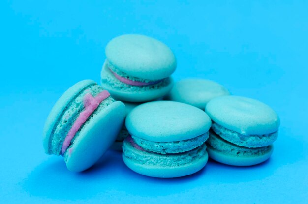 Close-up of candies against blue background