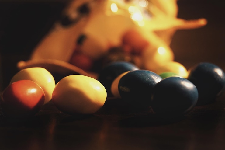Photo close-up of candies on table
