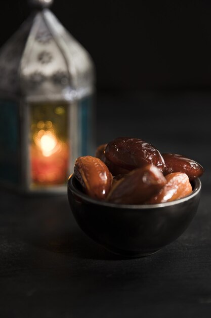 Photo close up candle snacks ramadan high quality beautiful photo concept