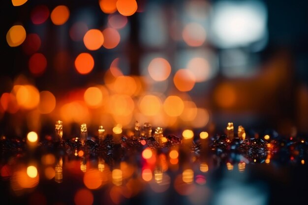 A close up of a candle with the lights on