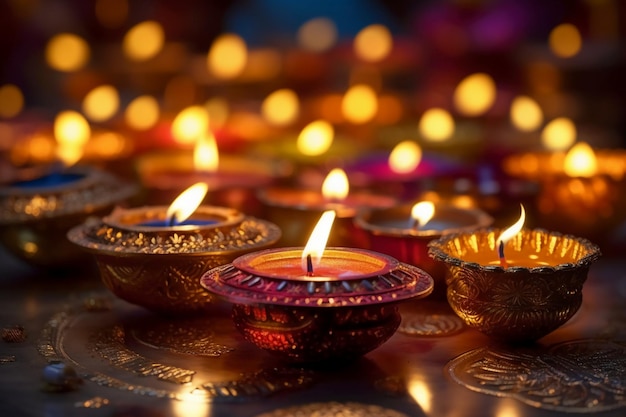 A close up of candles in the dark