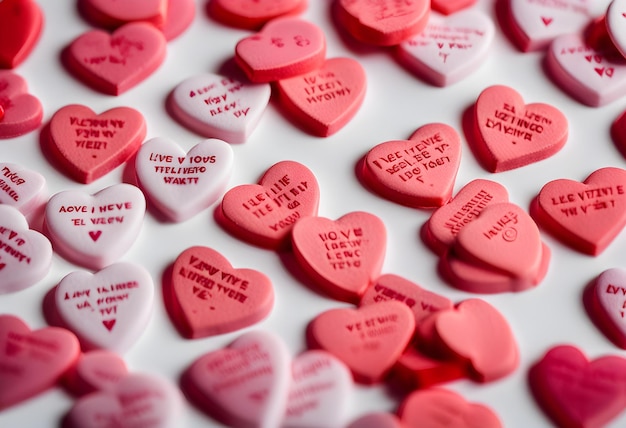 Photo close up of candy hearts