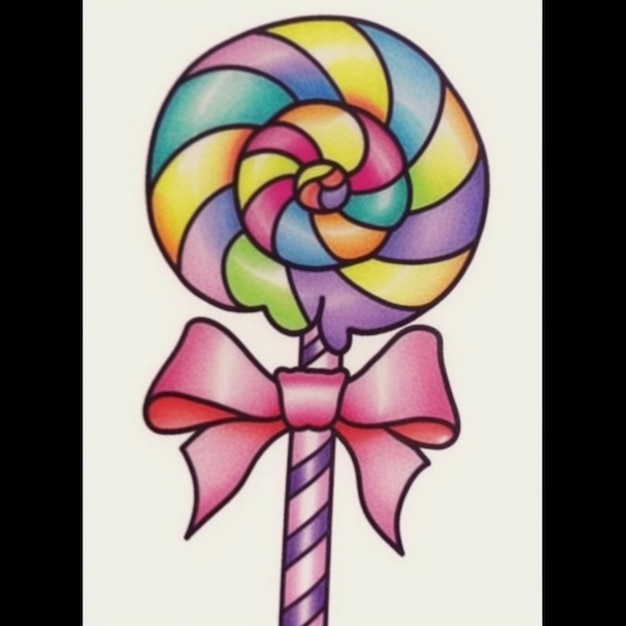 A close up of a candy lollipop with a bow on it generative ai