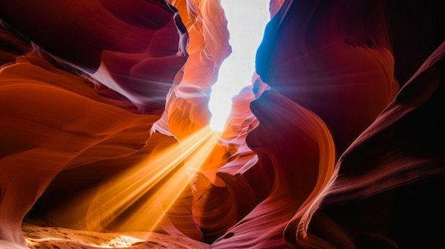 Foto un primo piano di un canyon con il sole che splende attraverso il foro