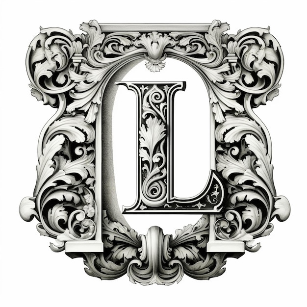 Photo a close up of a capital letter d with a decorative design generative ai