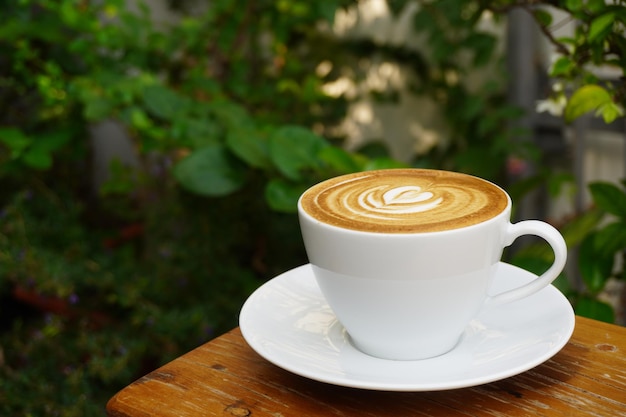 Close-up of cappuccino on table