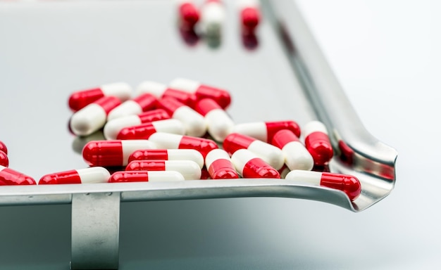 Close-up of capsules in tray