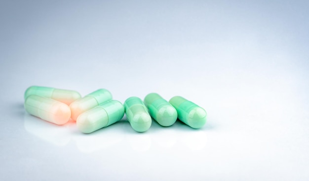 Close-up of capsules on white background