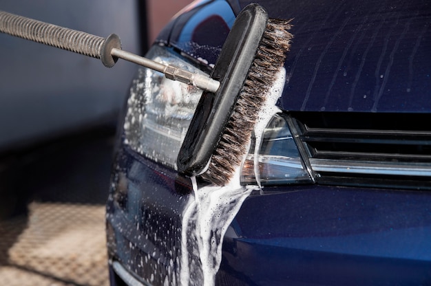 Close up on car care washing