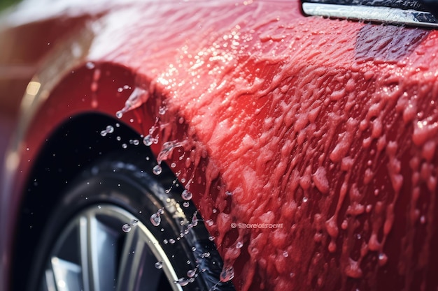 close up on car care washing