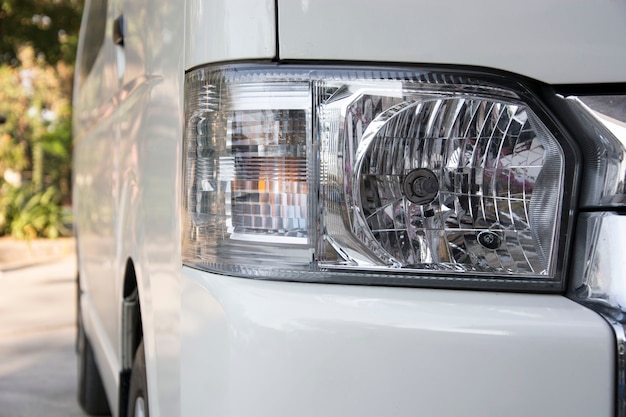 close up of car head light.