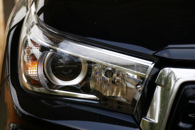 Photo close-up of car headlight