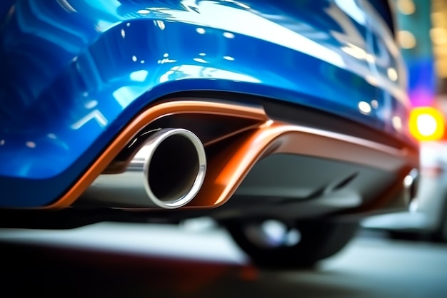 A close up of a car's exhaust pipe