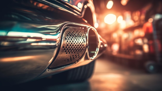 A close up of a car's exhaust pipe