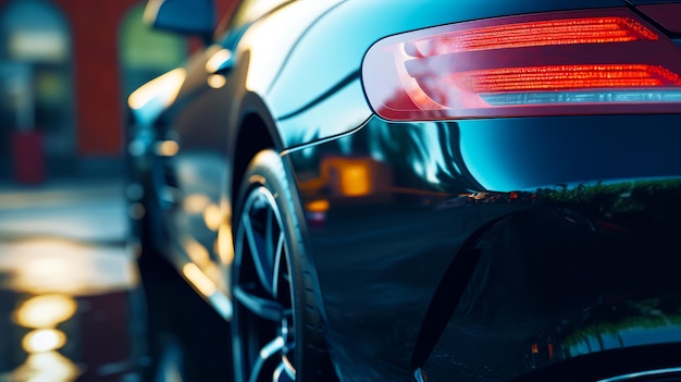 Close up of car's tail light on street corner Generative AI