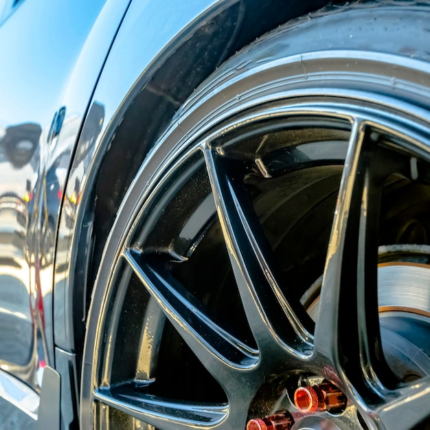 Photo close-up of car tire