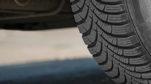 Close up on car tire