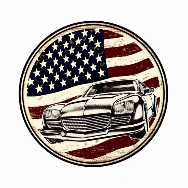 a close up of a car with an american flag on it generative ai