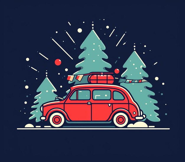 a close up of a car with a christmas tree on top generative ai