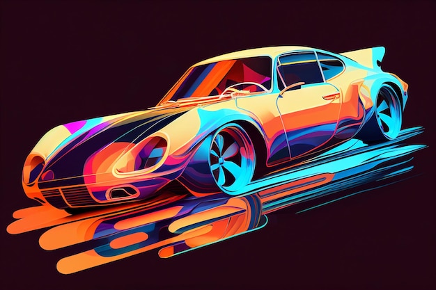 Close up of car with colorful colored image generative ai