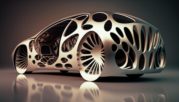 Close up of car with metal design on the front generative ai