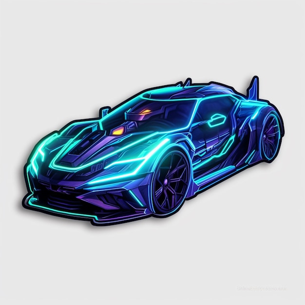 a close up of a car with a neon blue body generative ai