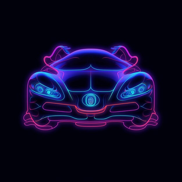 Foto un primo piano di un'auto con un design al neon sulla parte anteriore