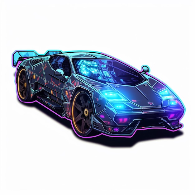 a close up of a car with a neon design on it generative ai