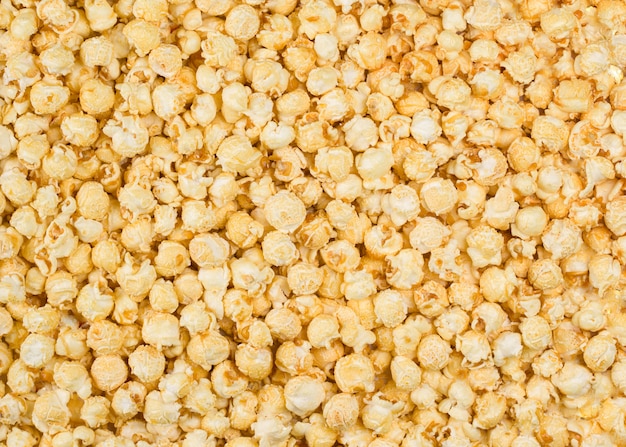 Close up caramel popcorn background