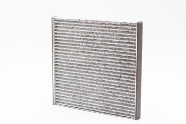 Close up on carbon car air filter isolated