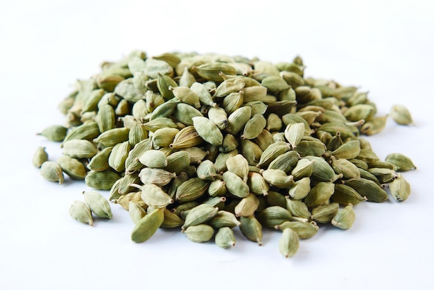 Close up of cardamom on a white background