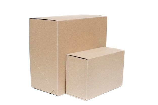 Close up on cardboard boxes isolated