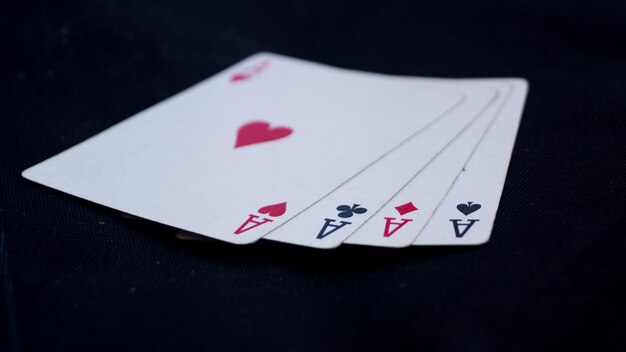 Close-up of cards on black background