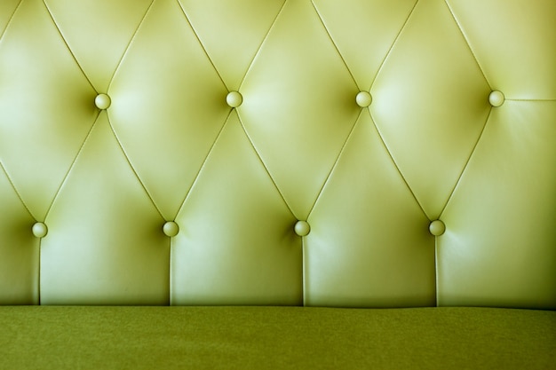 Close-up of a carriage tie on a leather sofa