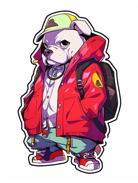 a close up of a cartoon bear wearing a jacket and a backpack generative ai