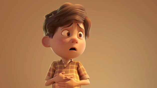 a close up of a cartoon boy with a surprised look on his face generative ai