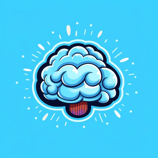 A close up of a cartoon brain with a blue background generative ai