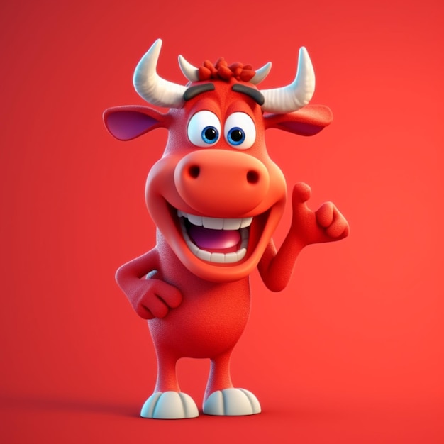 A close up of a cartoon bull with a big smile generative ai