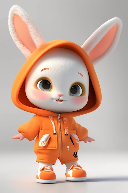 Close up of cartoon bunny rabbit in hoodie generative ai