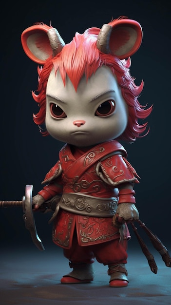 A close up of a cartoon character of a cat with a sword generative ai