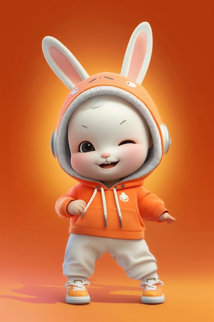 Close up of cartoon character dressed in hoodie generative ai