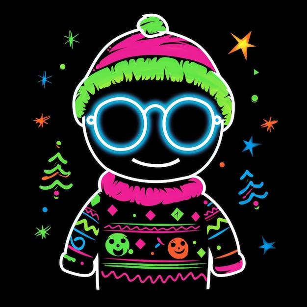 a close up of a cartoon character wearing a sweater and glasses generative ai