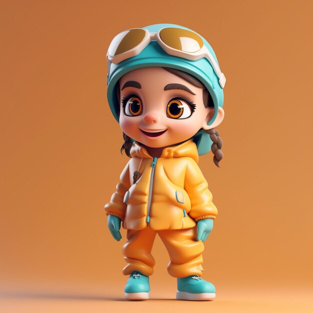 A close up of a cartoon character wearing a yellow jacket and goggles generative ai