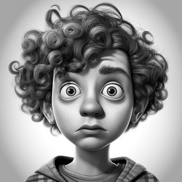 a close up of a cartoon character with a curly hair generative ai